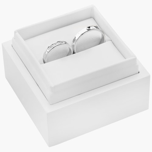 Obrączki ślubne: białe złoto, płaskie, 4 mm